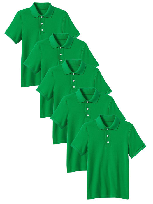 5-Pack School Uniform Tagless Polo Tshirt for Little Boys & Big Boys
